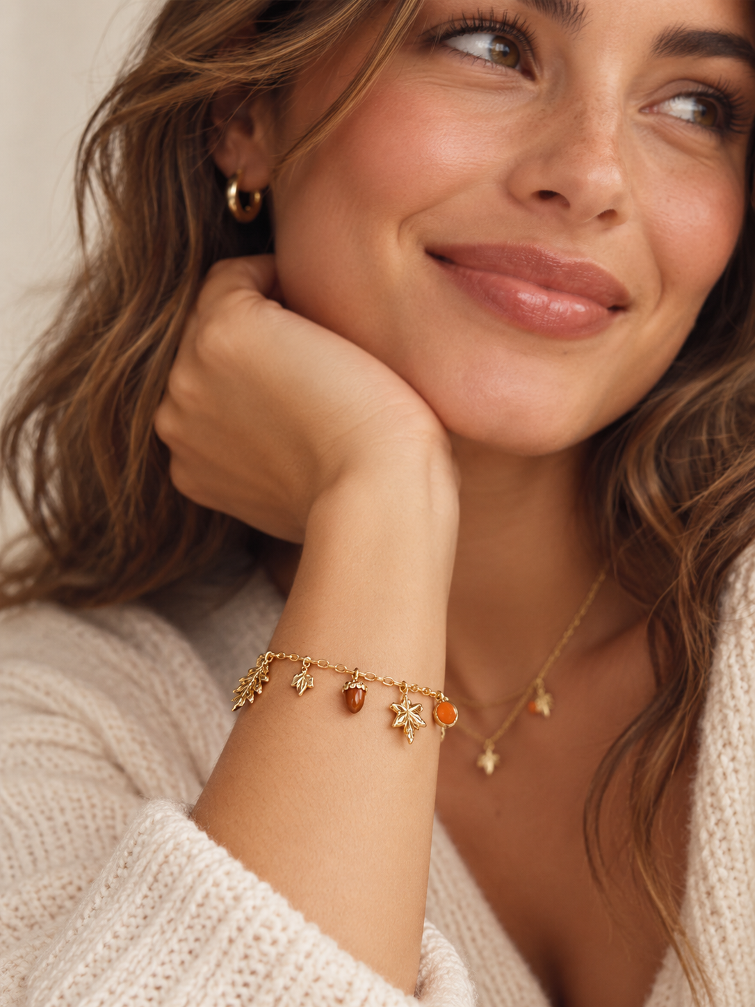 Fall Gold Charm Bracelet