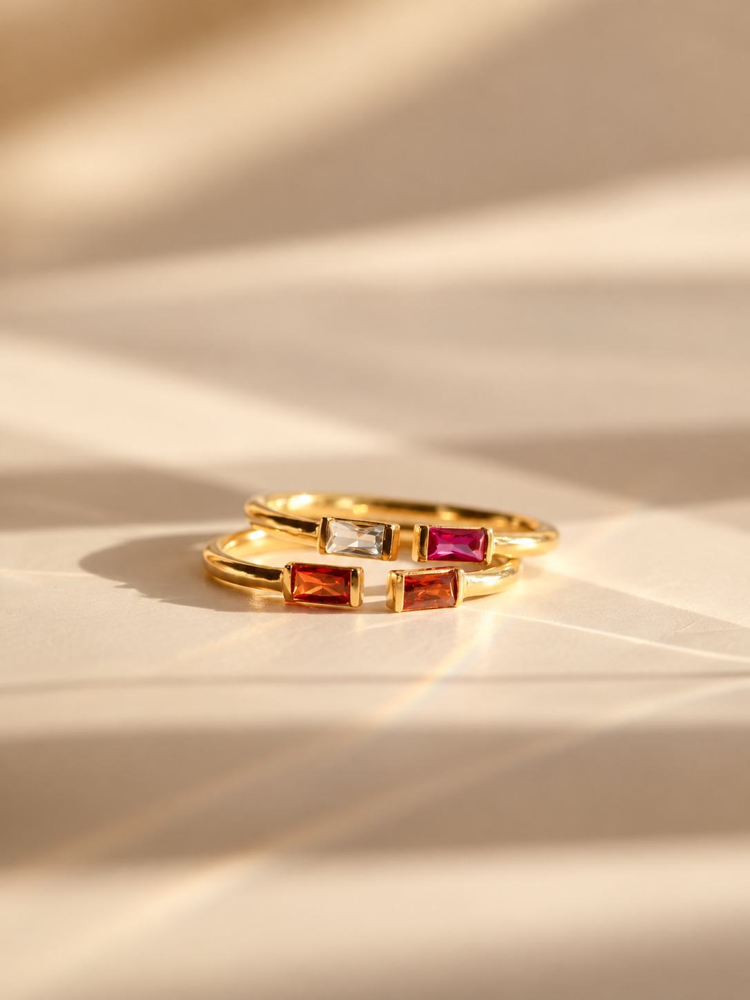 Baguette Duo Birthstone Ring