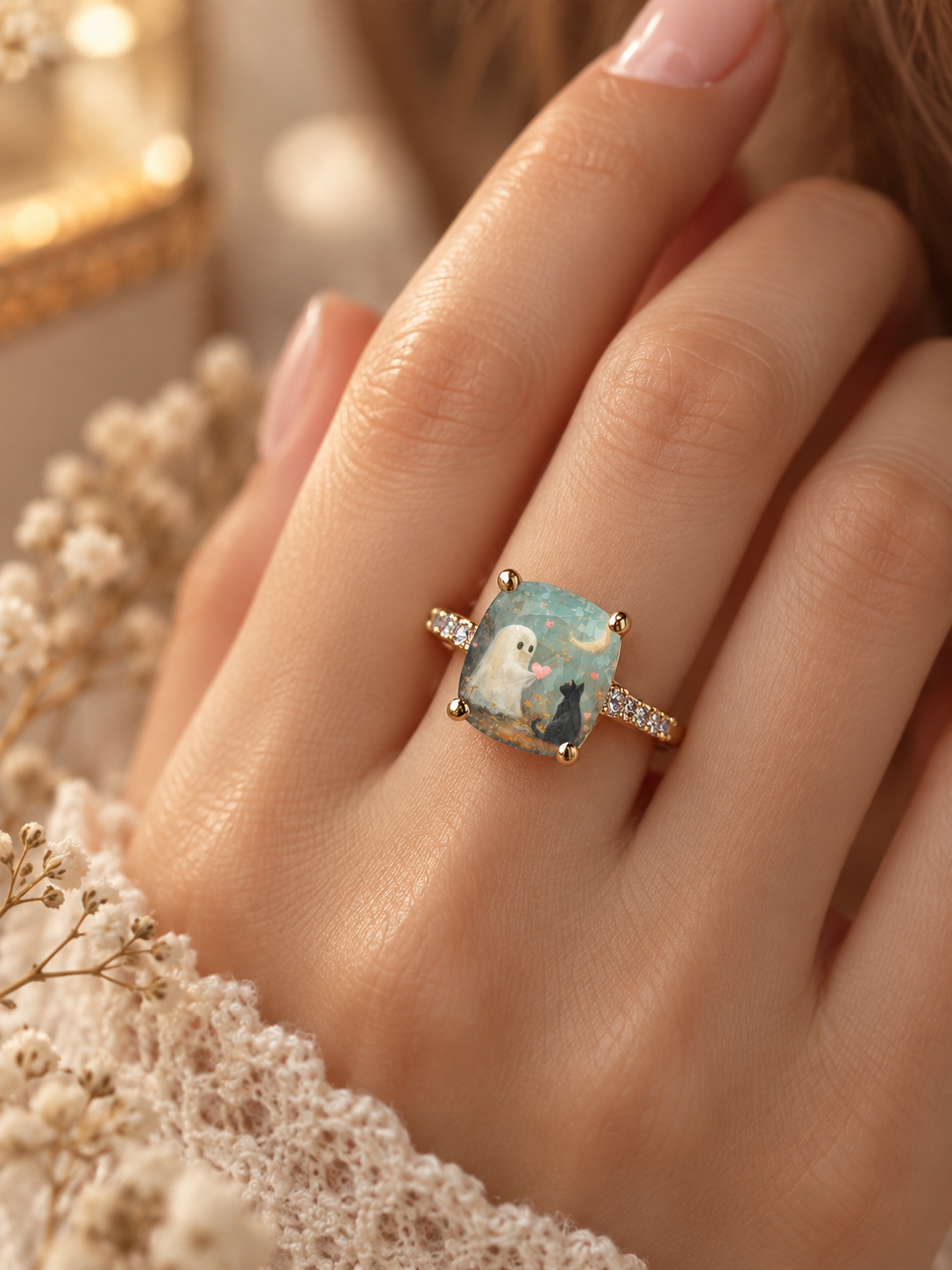 Ghost & Cat Square Ring