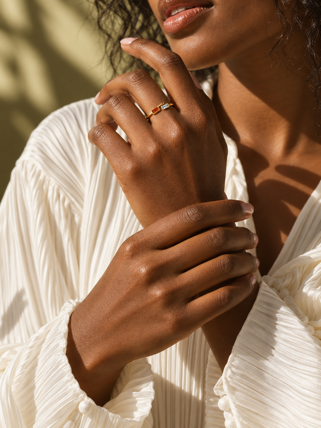 Baguette Duo Birthstone Ring