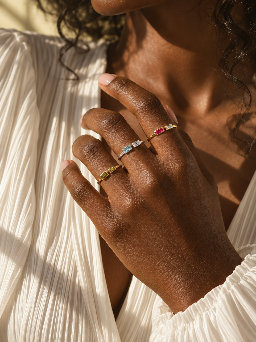 Baguette Duo Birthstone Ring