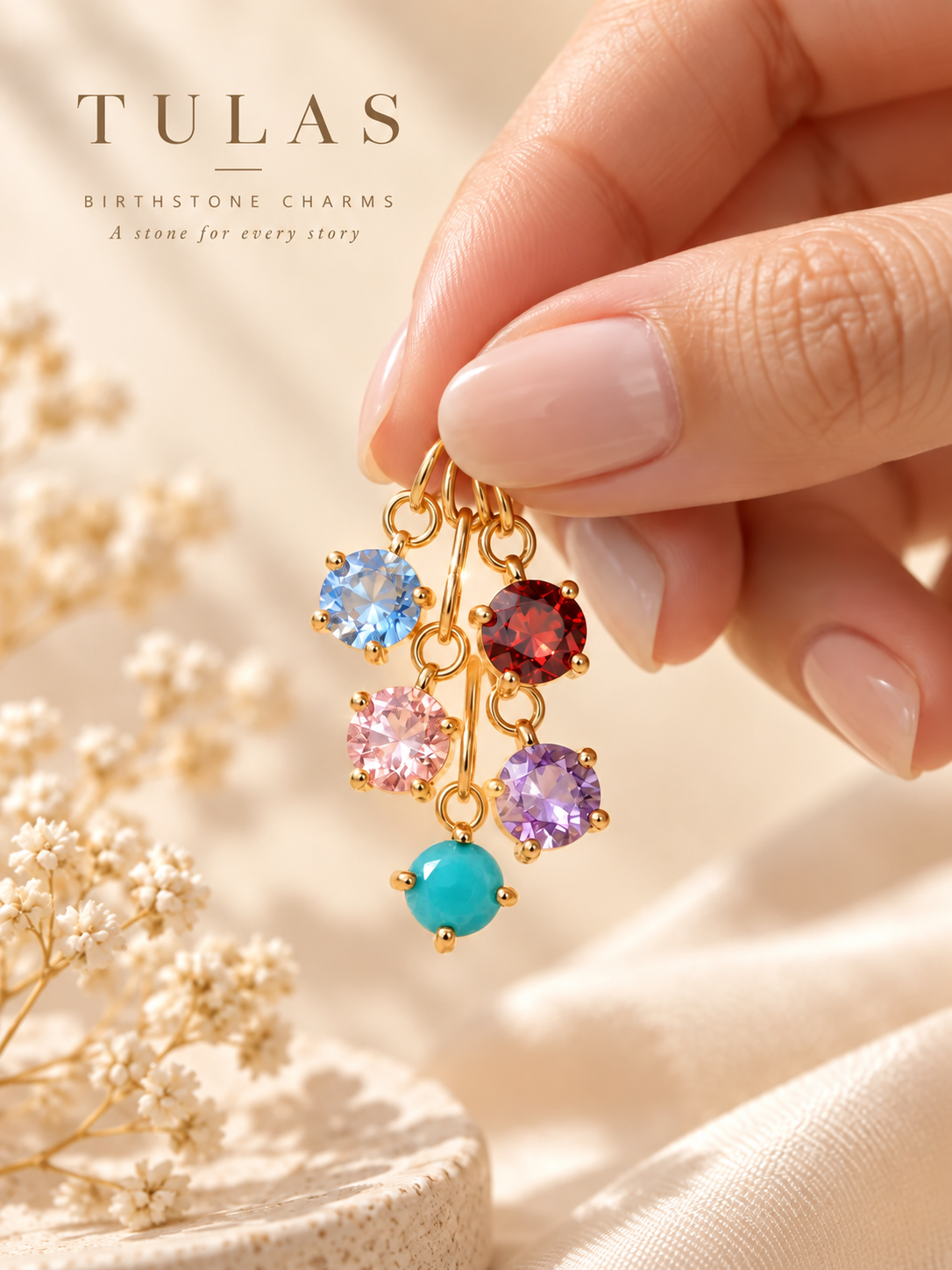 Dije de piedra de nacimiento (para collar y pulsera)